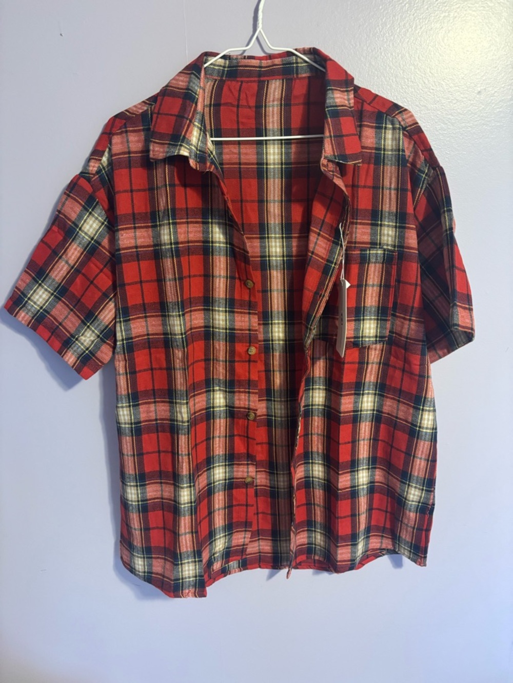 Men's Red Plaid Short-Sleeve Shirt